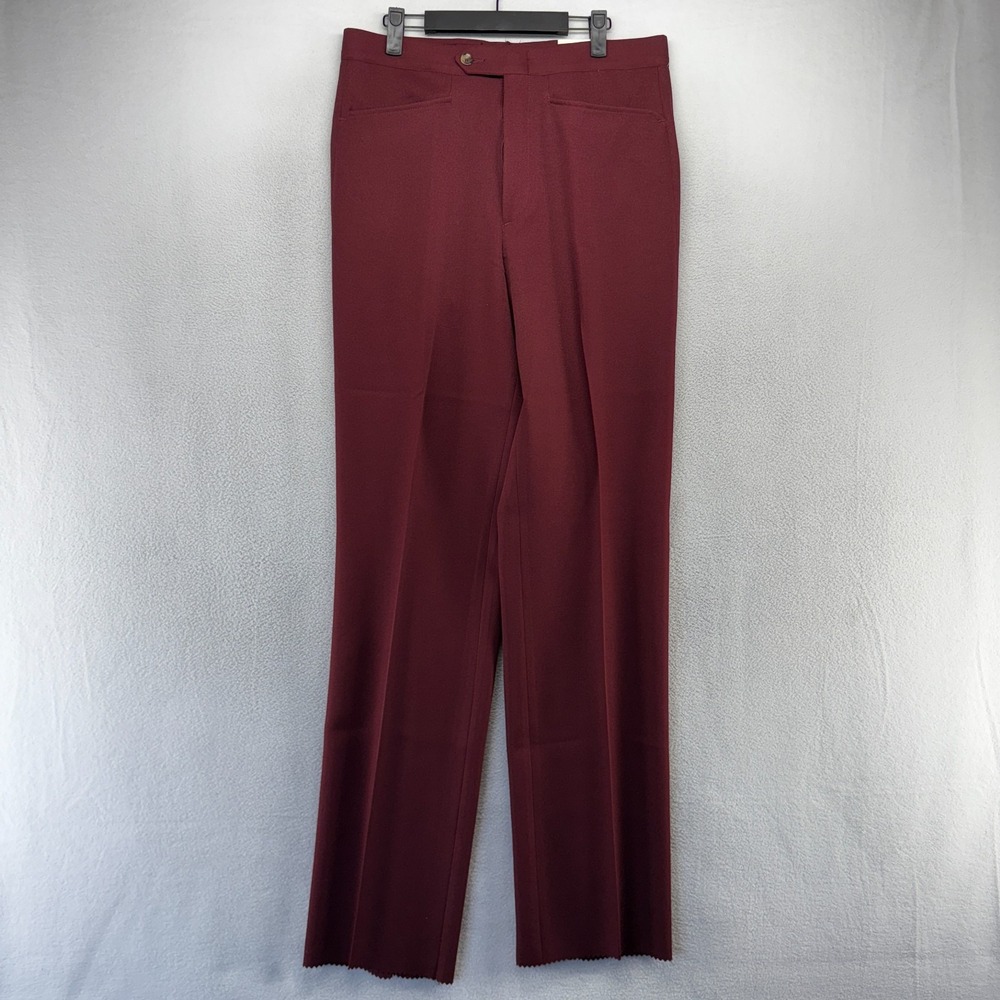 Vintage Sansabelt Dress Pants men's 32 Red Trousers Unhemmed Slacks Hook NEW